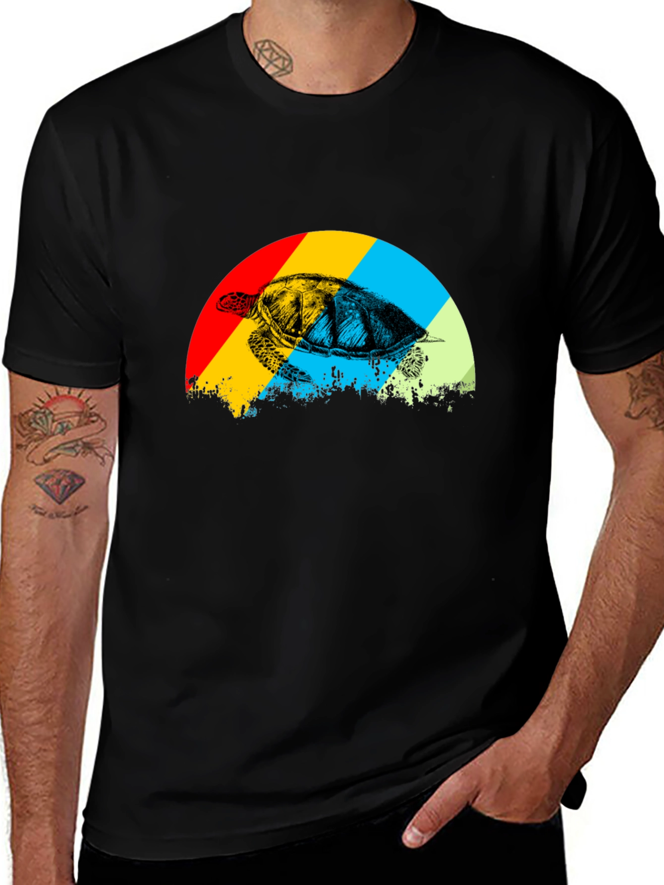 Retro Turtle Graphic Tee - Black
