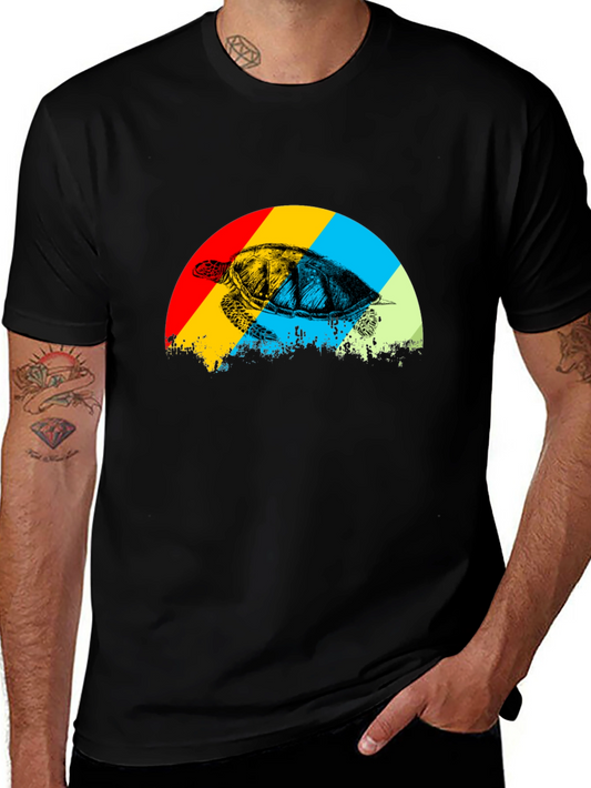 Retro Turtle Graphic Tee - Black