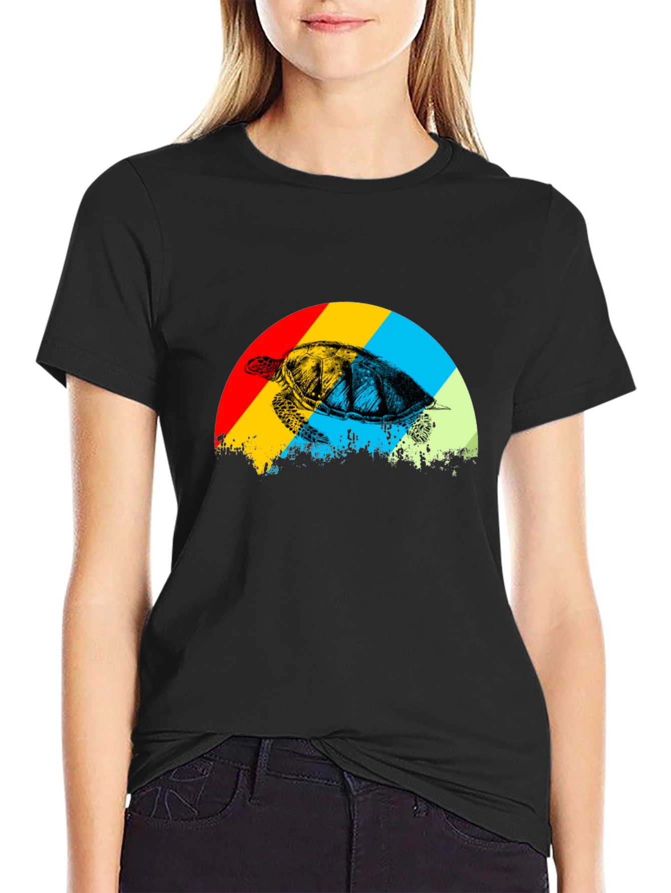 Retro Turtle Graphic Tee - Black