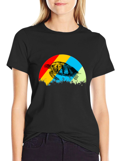 Retro Turtle Graphic Tee - Black