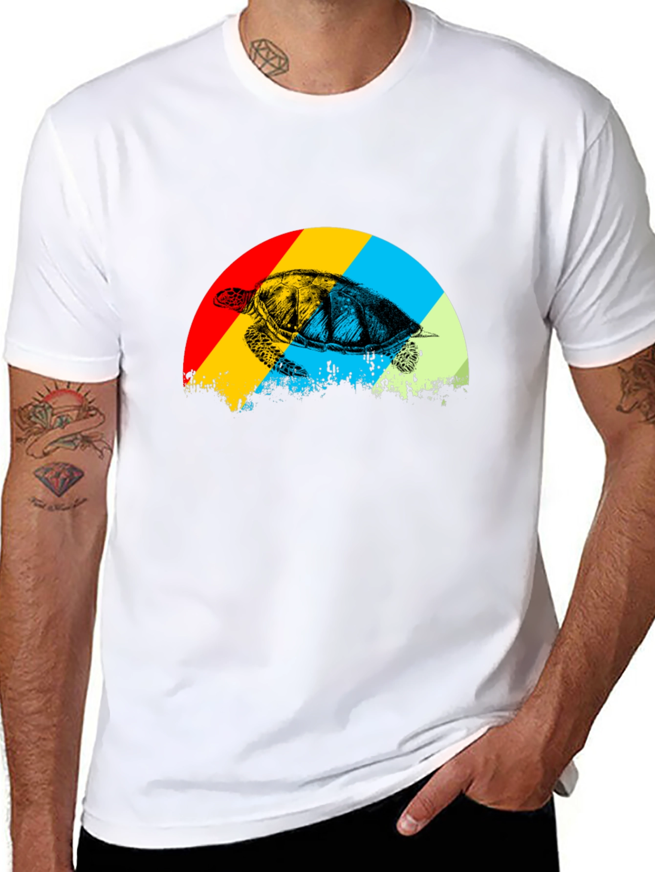 Retro Turtle Graphic Tee - Black