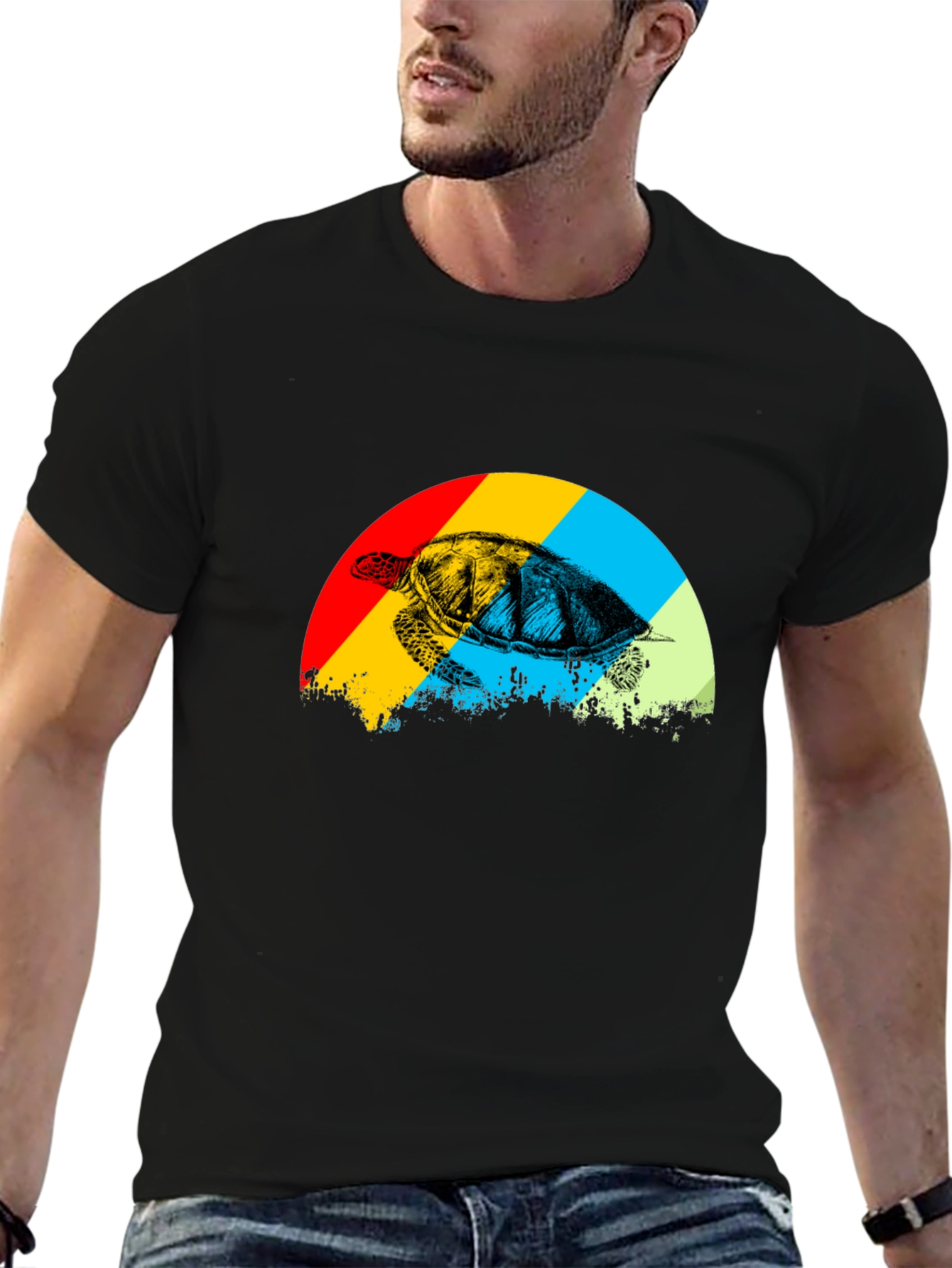 Retro Turtle Graphic Tee - Black