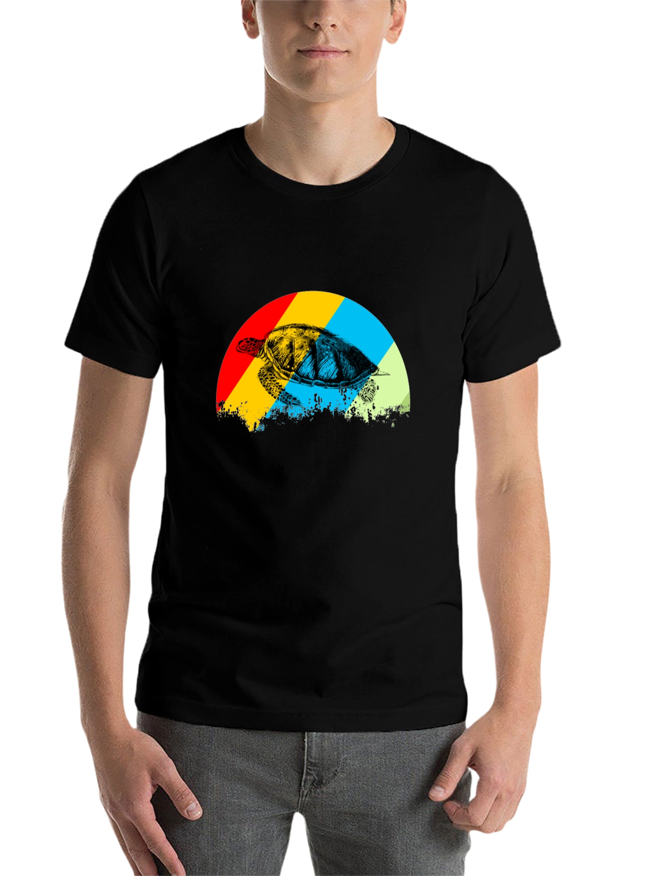 Retro Turtle Graphic Tee - Black