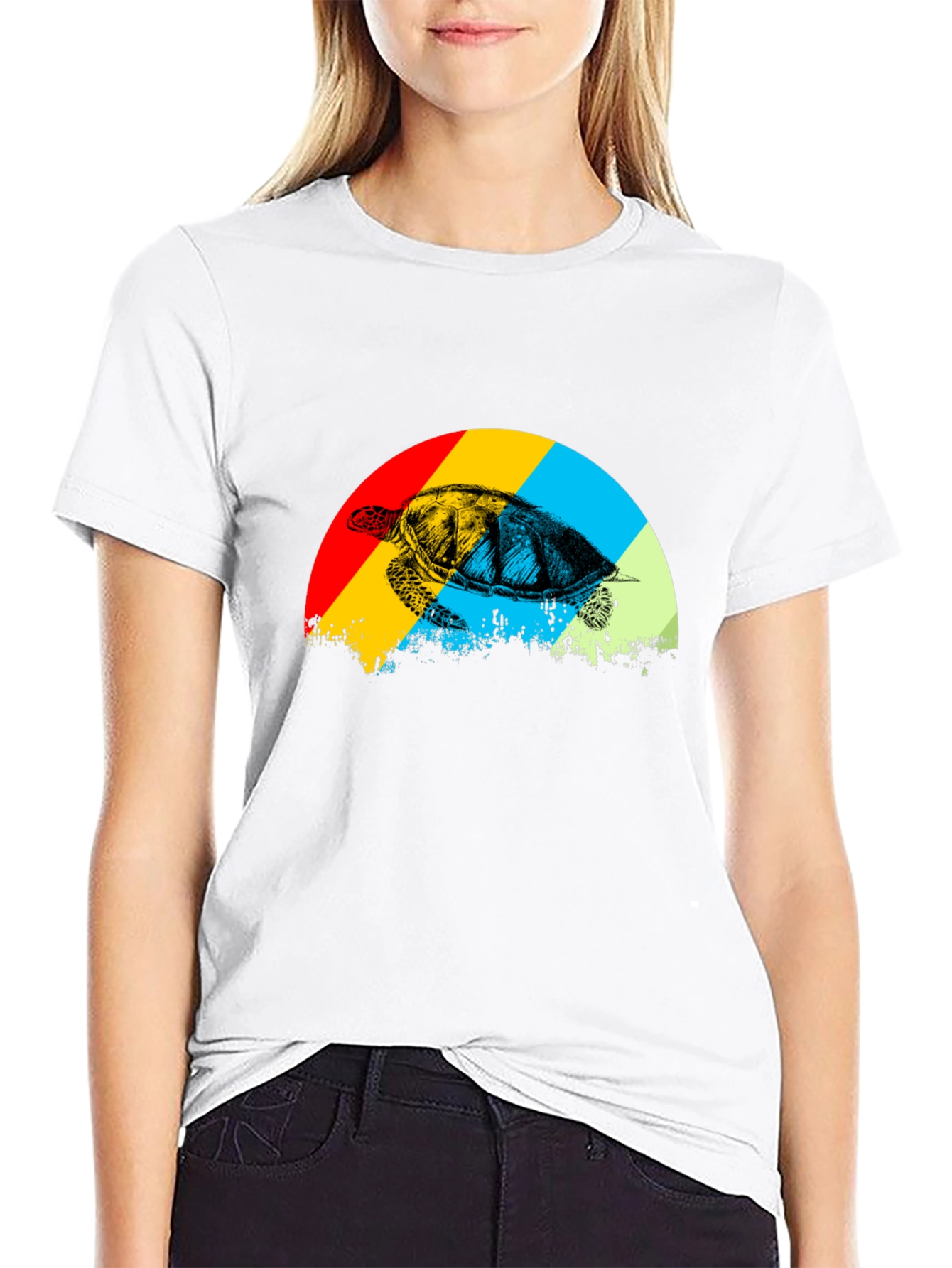 Retro Turtle Graphic Tee - Black