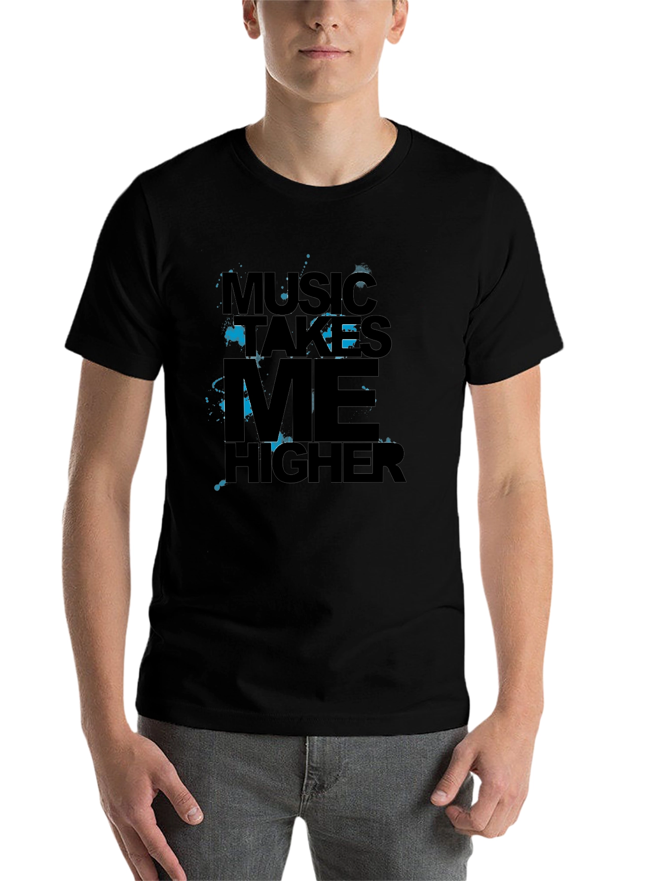 Music Takes Me Higher Black Graphic Tee