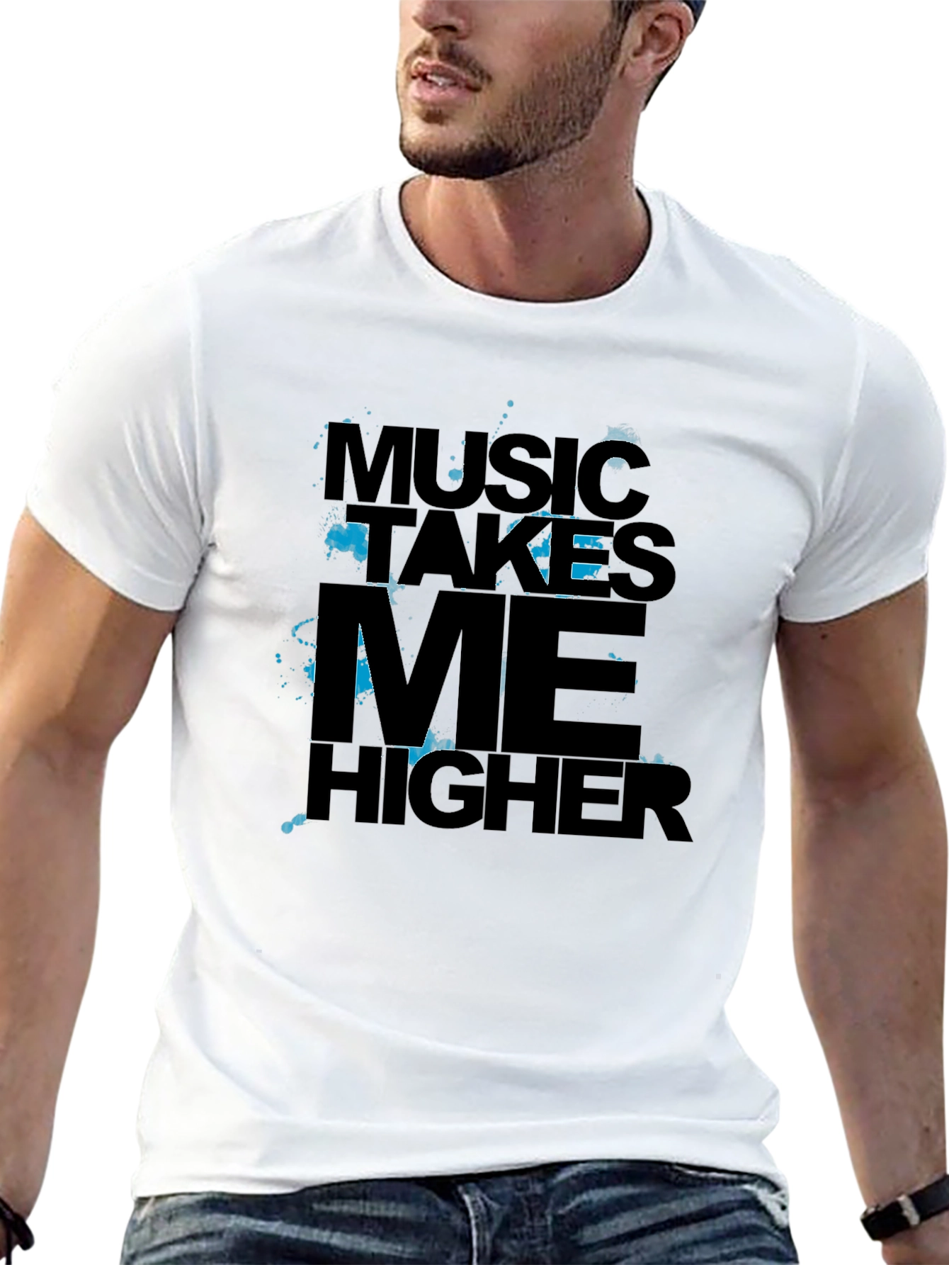 Music Takes Me Higher Black Graphic Tee
