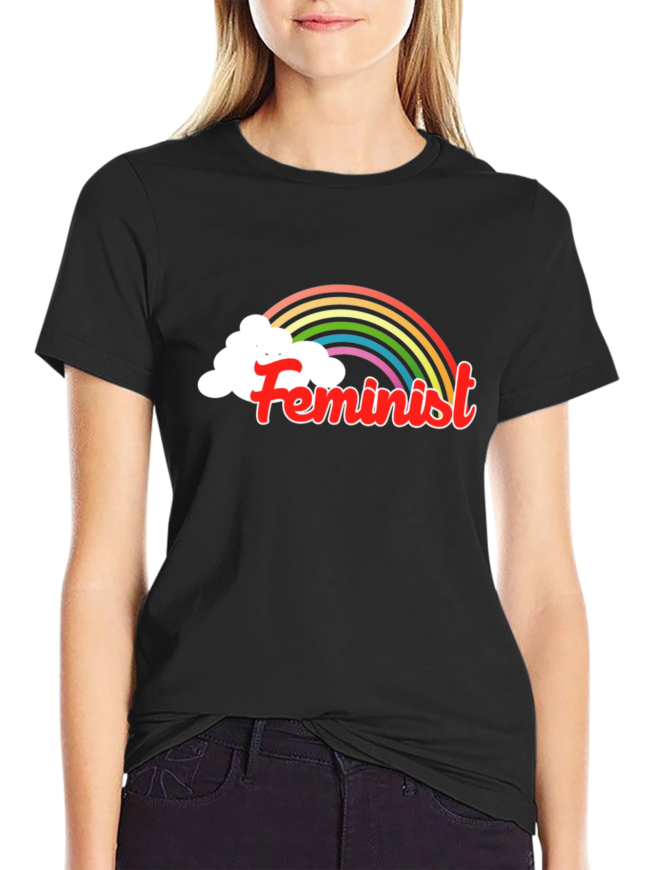 Feminist Rainbow T-Shirt - Black