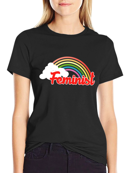 Feminist Rainbow T-Shirt - Black