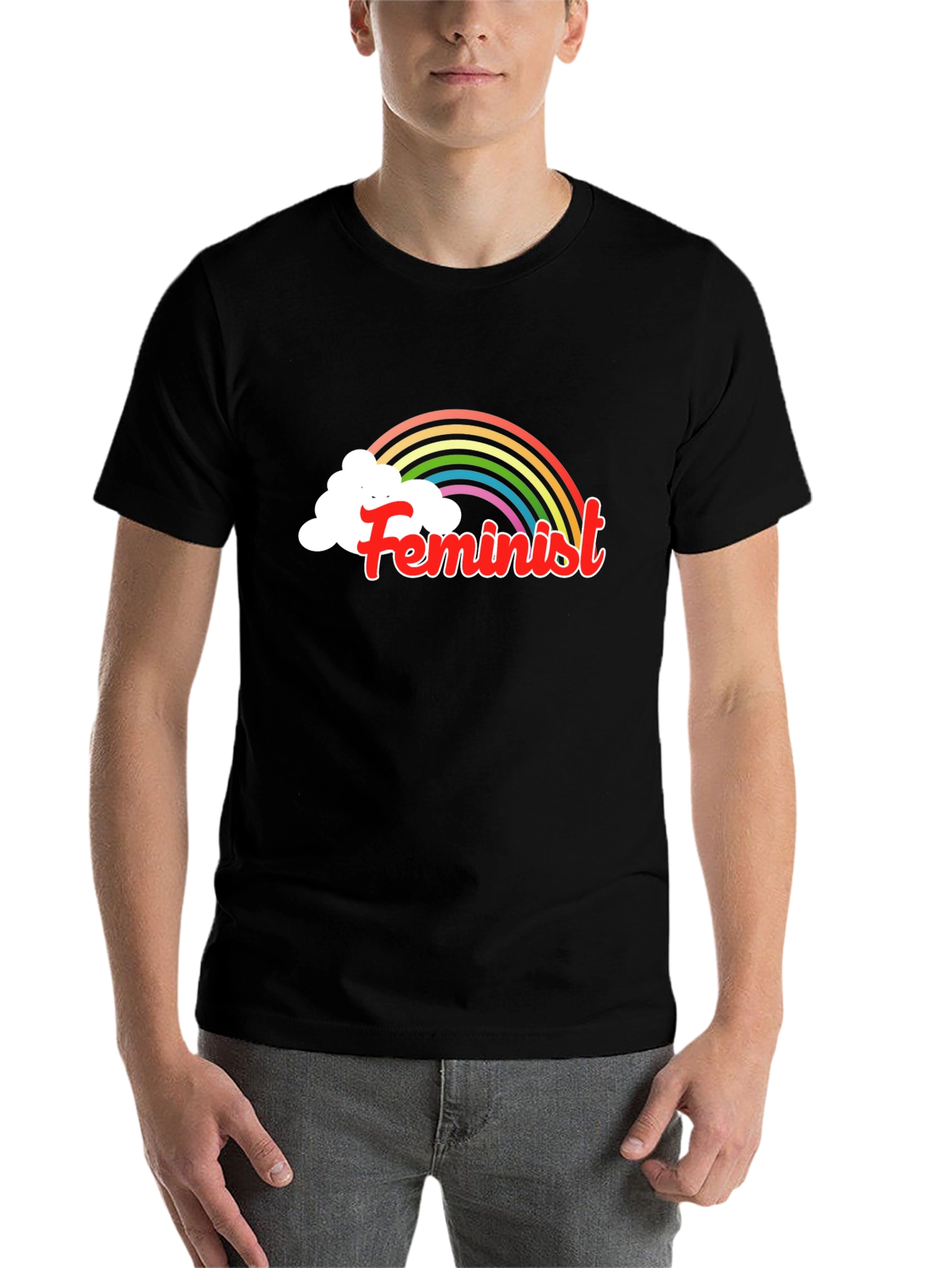 Feminist Rainbow T-Shirt - Black