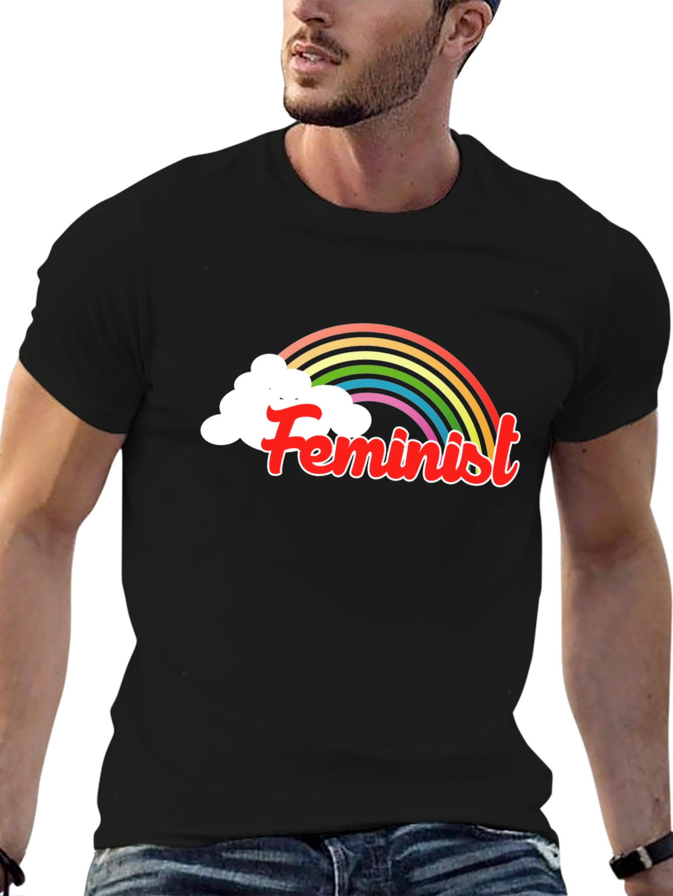 Feminist Rainbow T-Shirt - Black