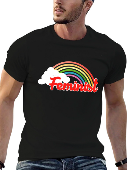 Feminist Rainbow T-Shirt - Black