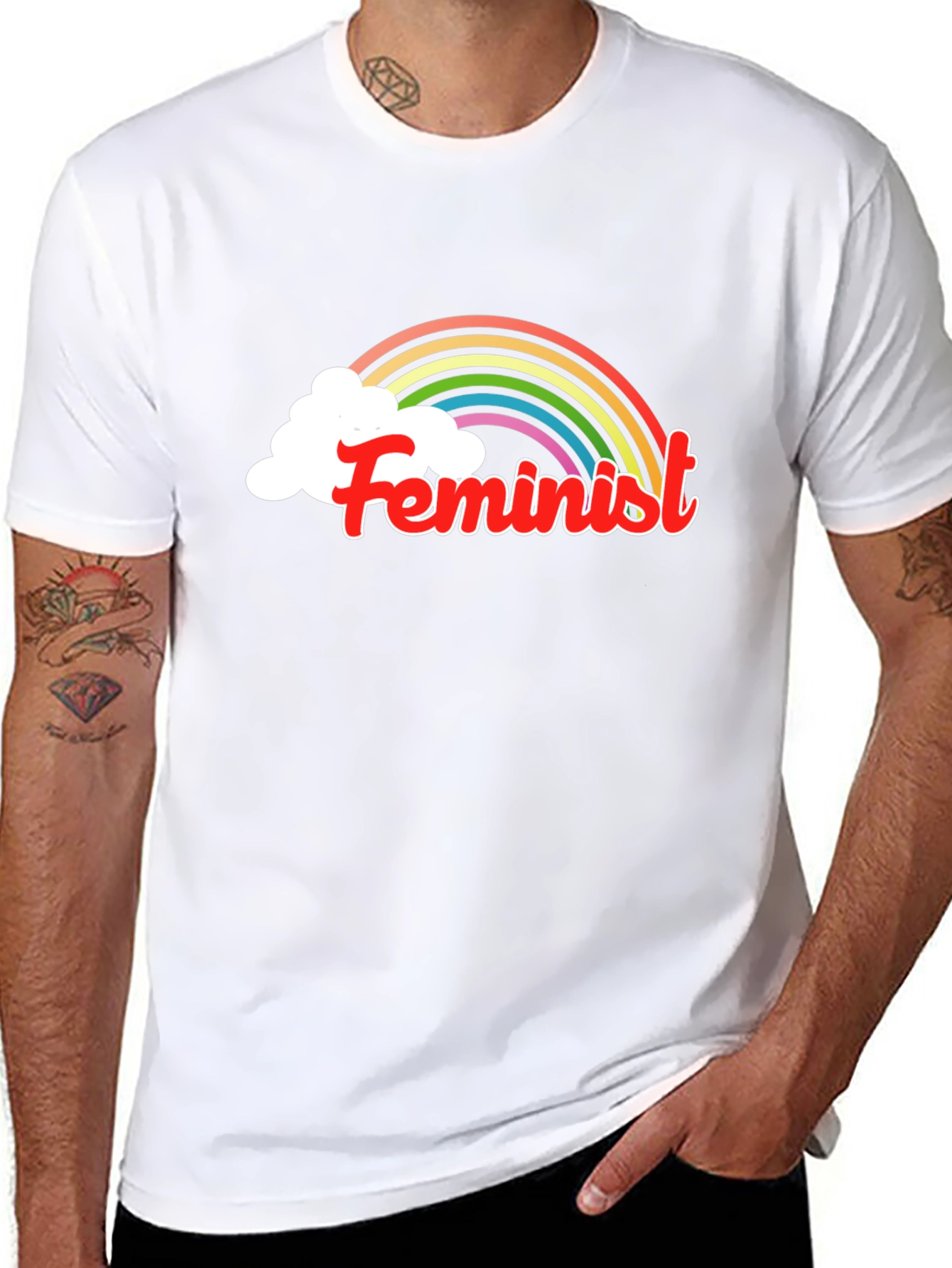 Feminist Rainbow T-Shirt - Black