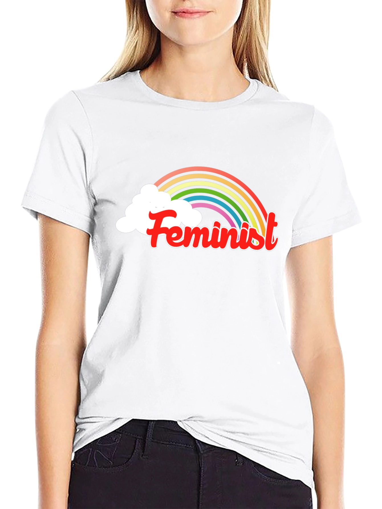 Feminist Rainbow T-Shirt - Black