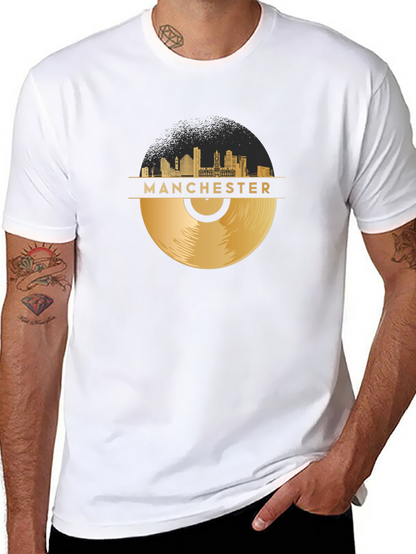 Manchester Skyline Vinyl Record Graphic Tee
