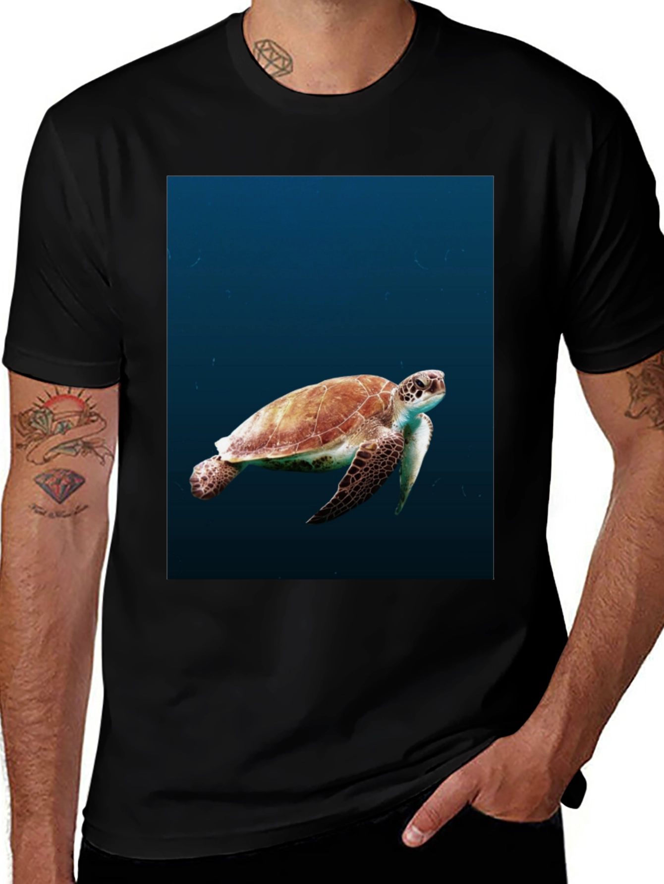 Sea Turtle Graphic Black T-Shirt