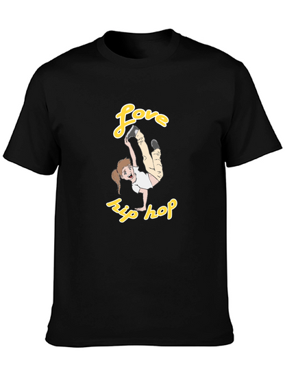 Love Hip Hop T-Shirt Black Cotton Graphic Tee Dance