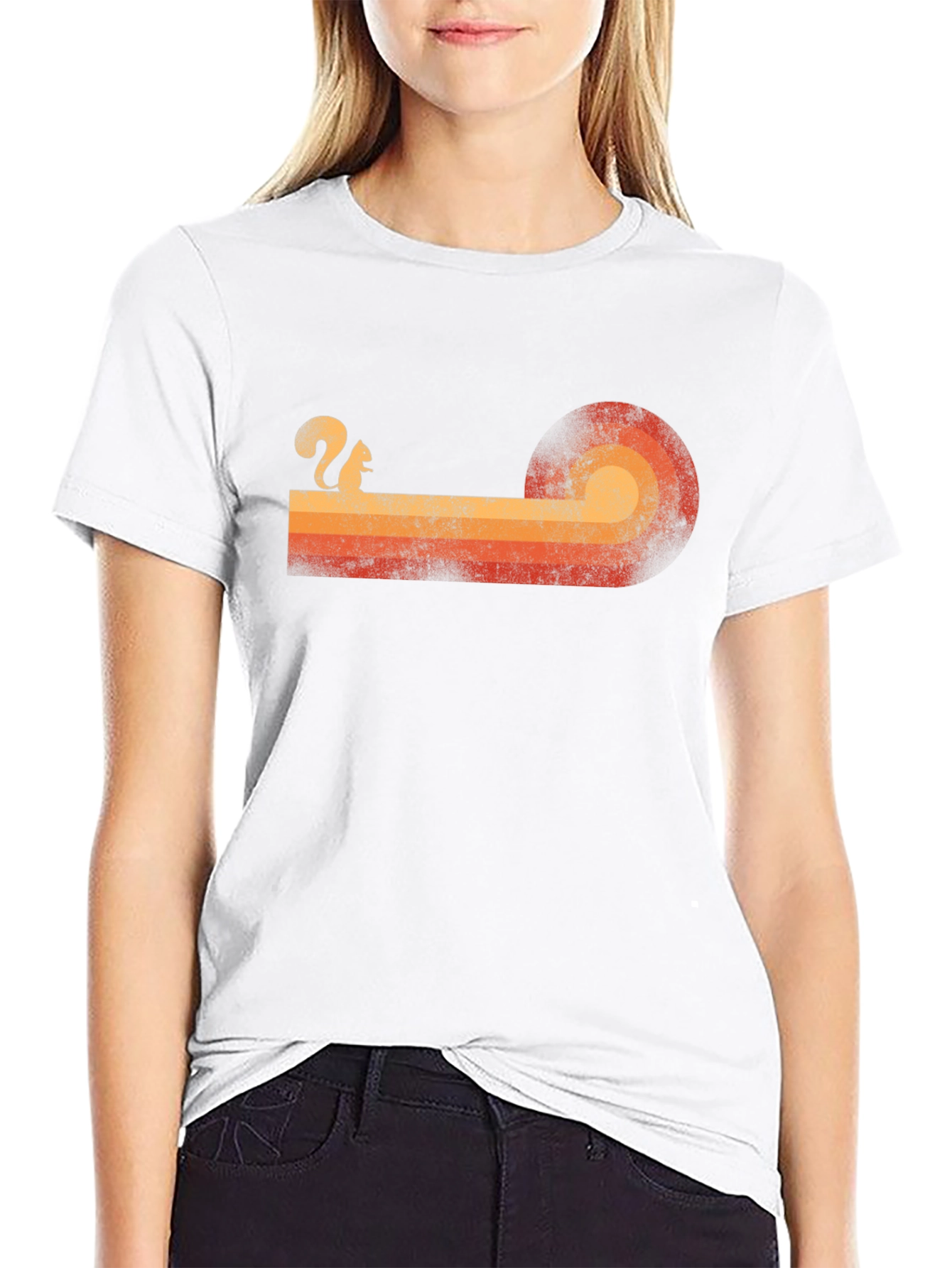 Retro Squirrel Sunset Graphic Tee - Classic Style