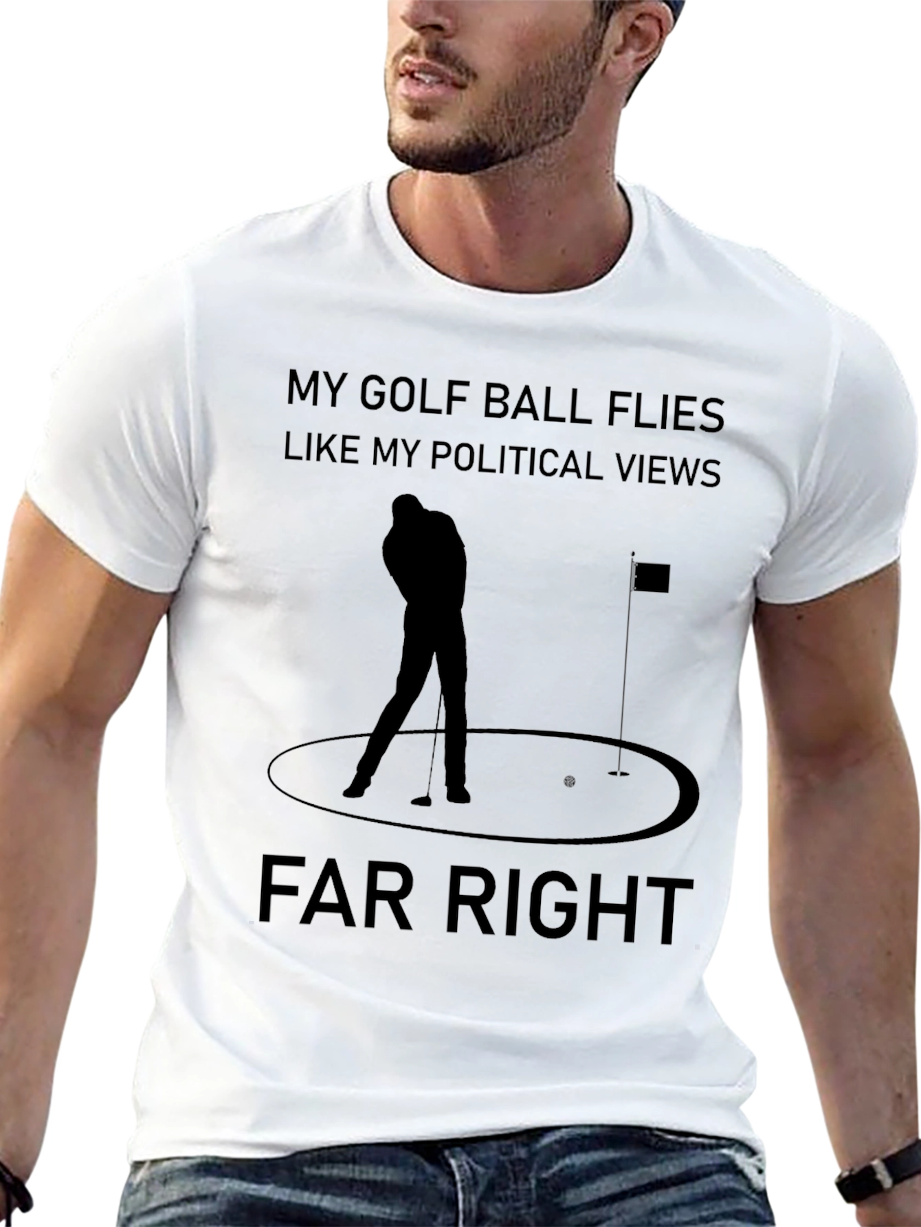 Far Right Golf Ball Political Views Graphic T-Shirt
