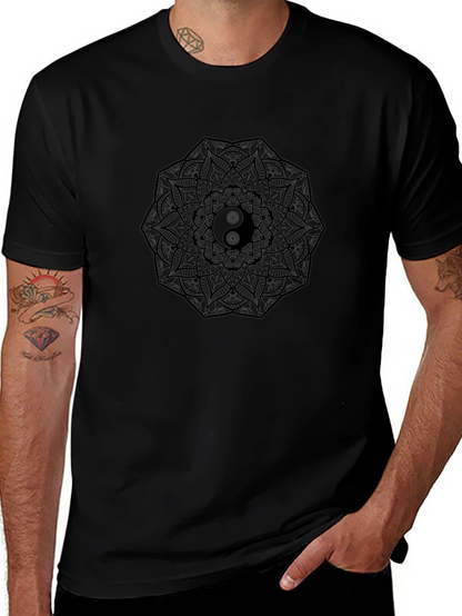 Yin Yang Mandala Black T-Shirt