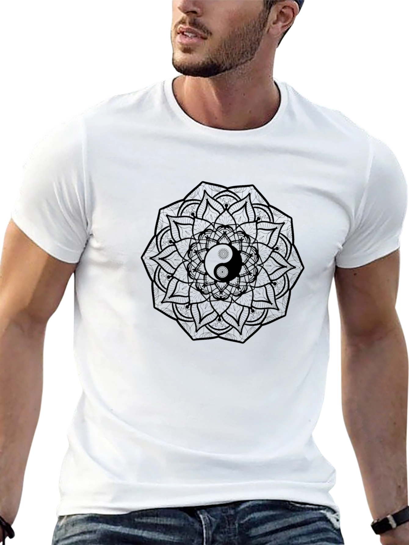 Yin Yang Mandala Black T-Shirt