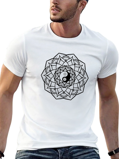Yin Yang Mandala Black T-Shirt