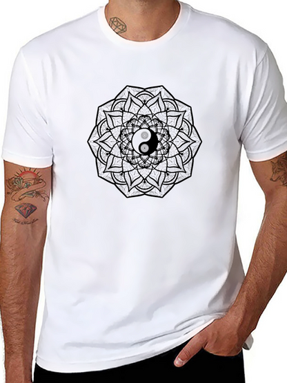 Yin Yang Mandala Black T-Shirt