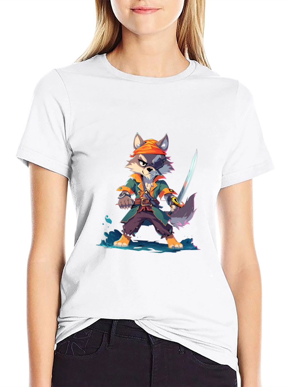 Cartoon Pirate Wolf T-Shirt