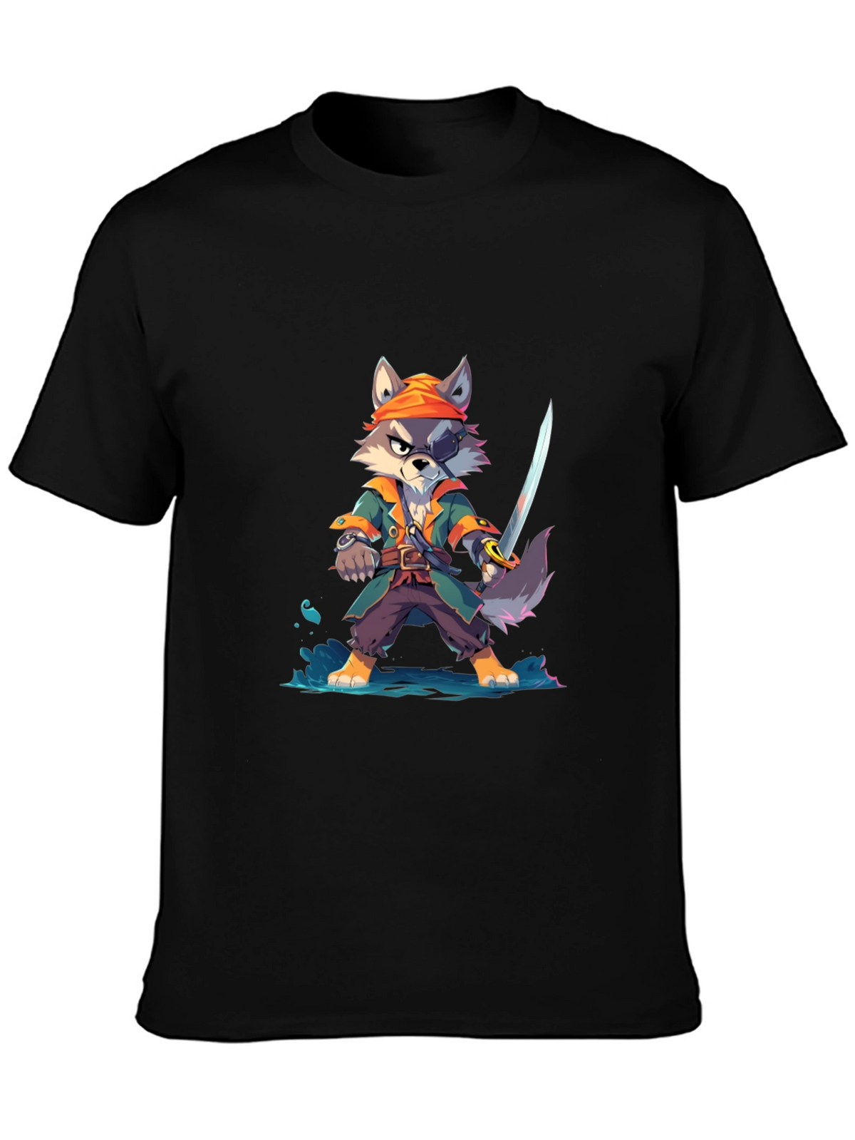 Cartoon Pirate Wolf T-Shirt