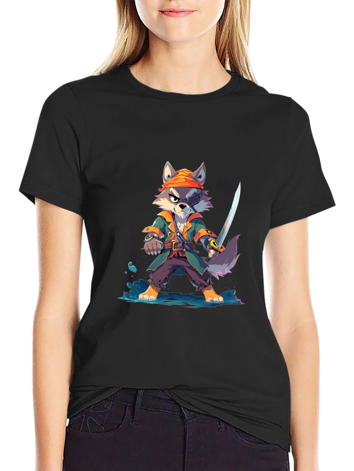 Cartoon Pirate Wolf T-Shirt