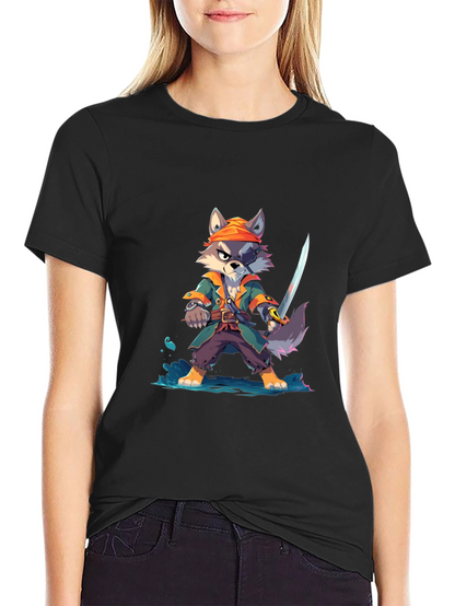 Cartoon Pirate Wolf T-Shirt