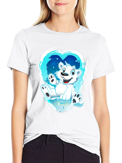 Polar Bear Heart Graphic Black T-Shirt