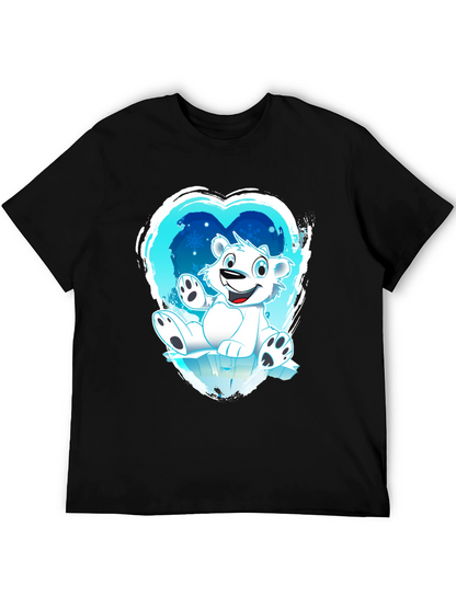 Polar Bear Heart Graphic Black T-Shirt