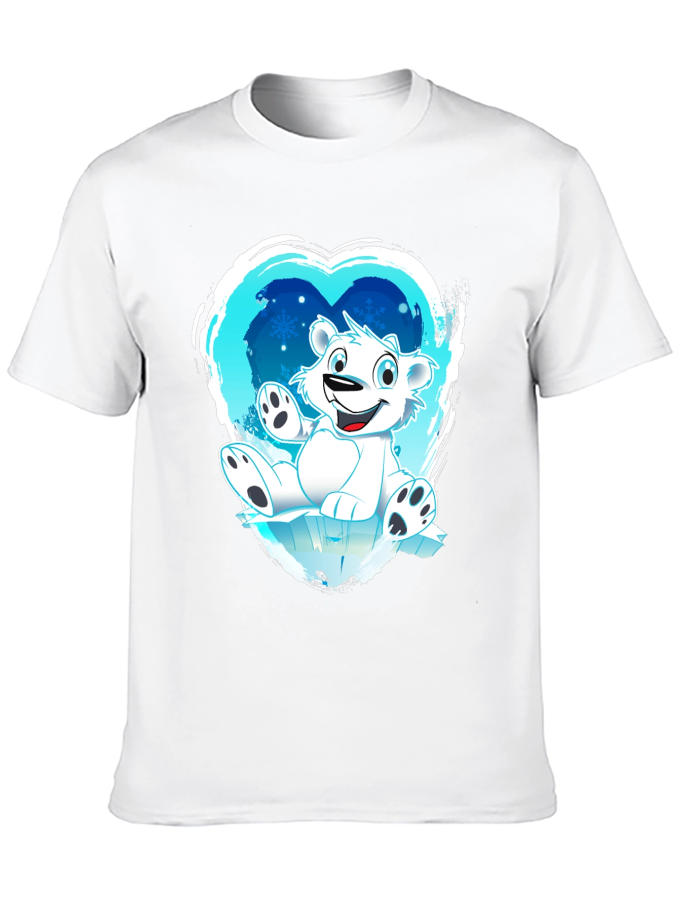 Polar Bear Heart Graphic Black T-Shirt