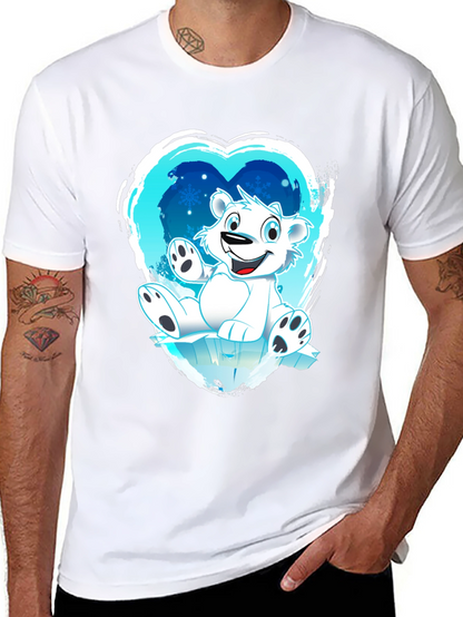 Polar Bear Heart Graphic Black T-Shirt