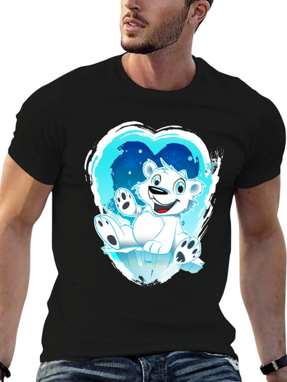 Polar Bear Heart Graphic Black T-Shirt