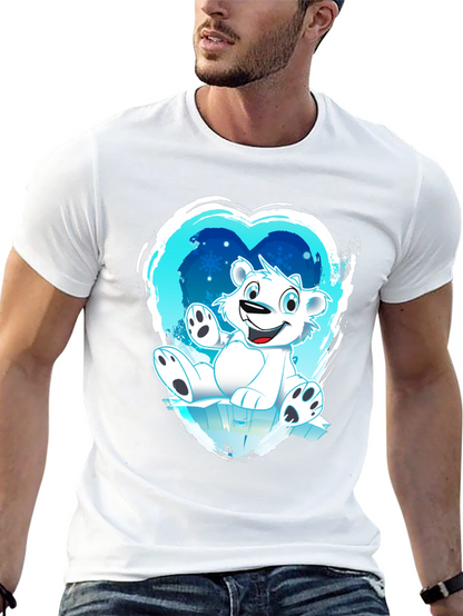 Polar Bear Heart Graphic Black T-Shirt