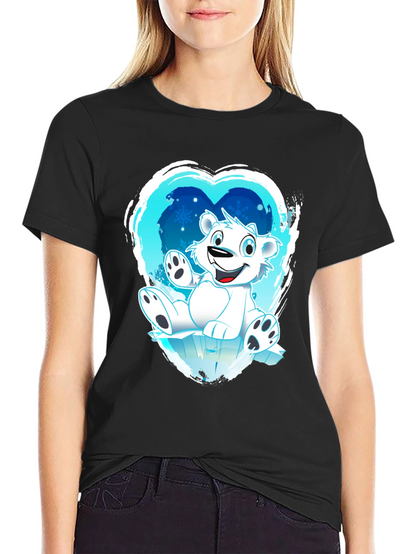 Polar Bear Heart Graphic Black T-Shirt
