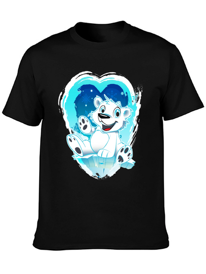 Polar Bear Heart Graphic Black T-Shirt