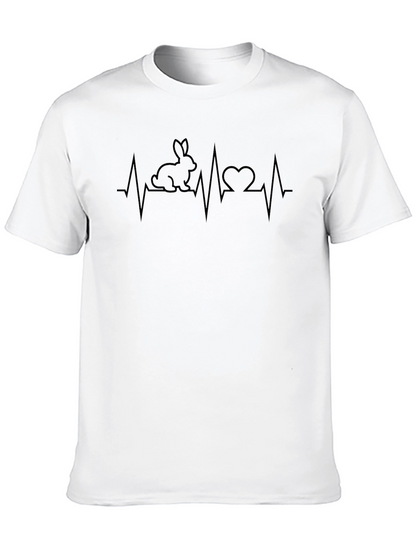 Bunny Heartbeat Graphic Tee - Black Unisex T-Shirt