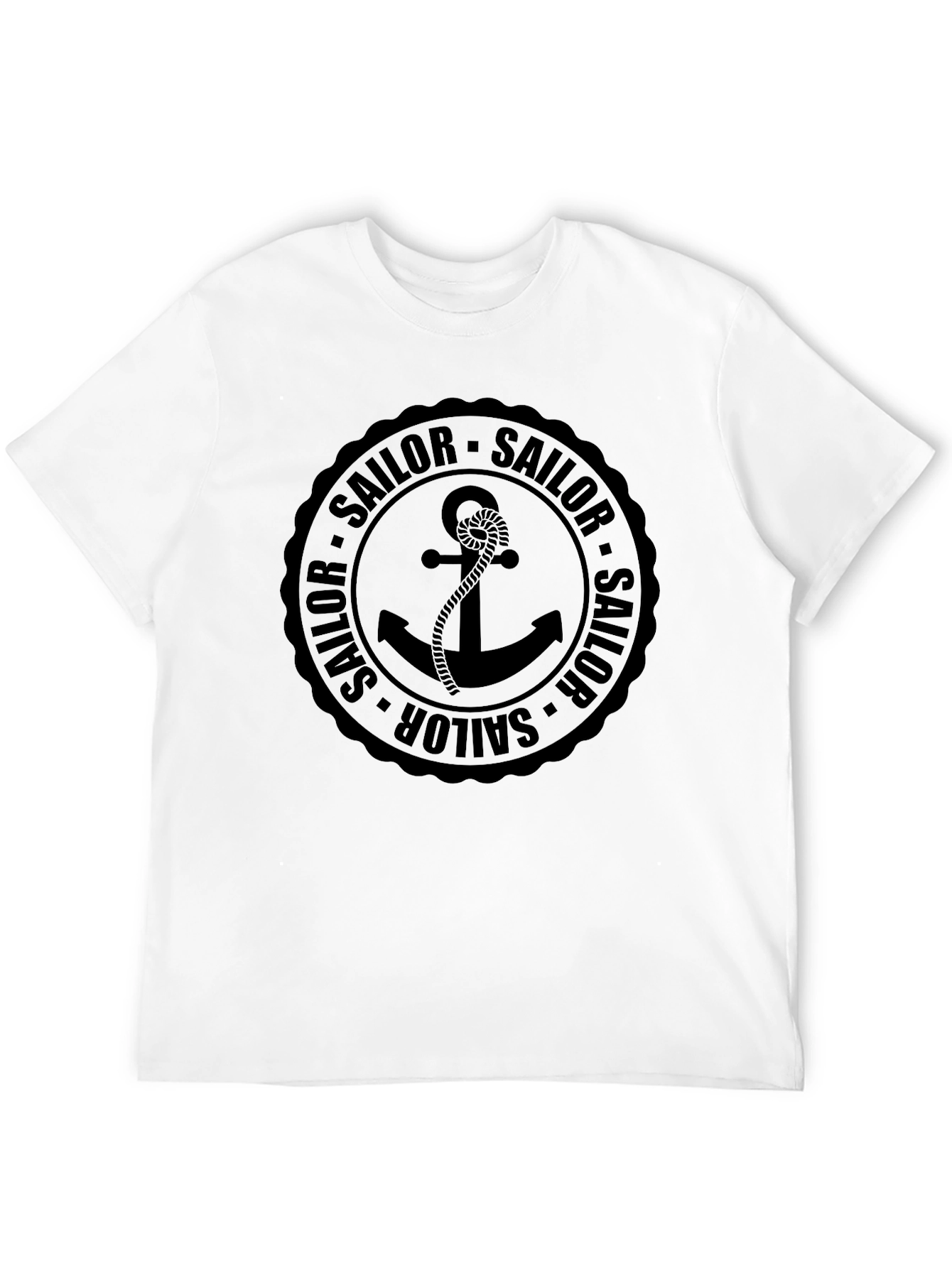 Nautical Sailor Anchor Black Graphic T-Shirt