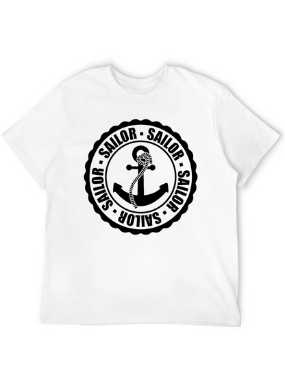 Nautical Sailor Anchor Black Graphic T-Shirt
