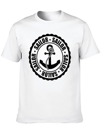 Nautical Sailor Anchor Black Graphic T-Shirt