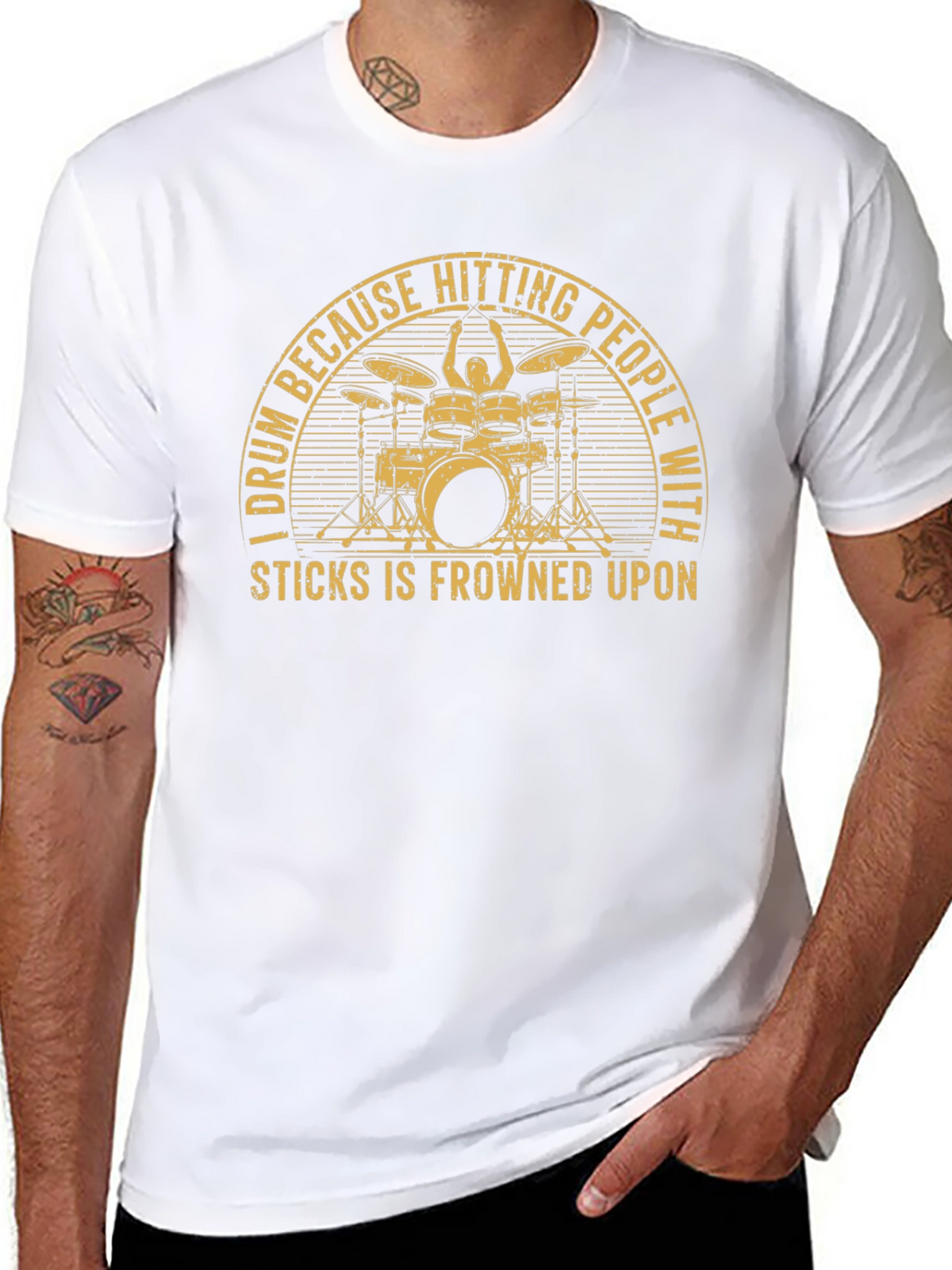Drummer Graphic Tee - Hitting People With Sticks