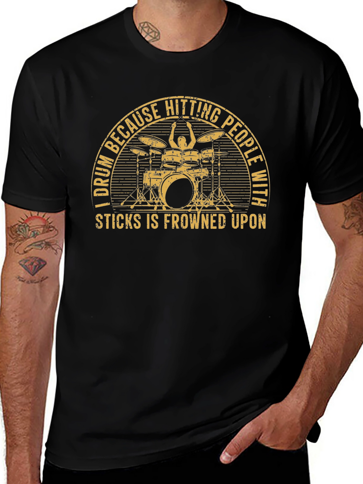 Drummer Graphic Tee - Hitting People With Sticks