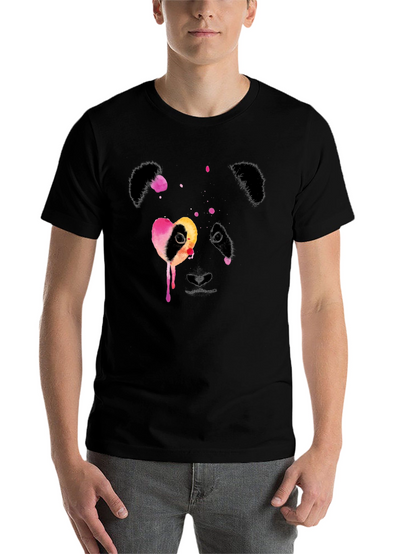 Panda Heart Graphic Black T-Shirt