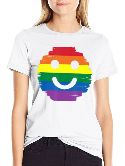 Rainbow Pride Smiley Face Black T-Shirt