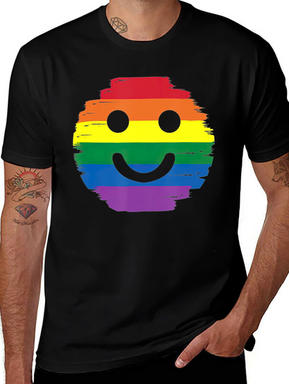 Rainbow Pride Smiley Face Black T-Shirt