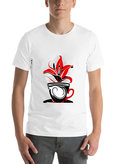 Floral Coffee Cup Graphic Tee - Black