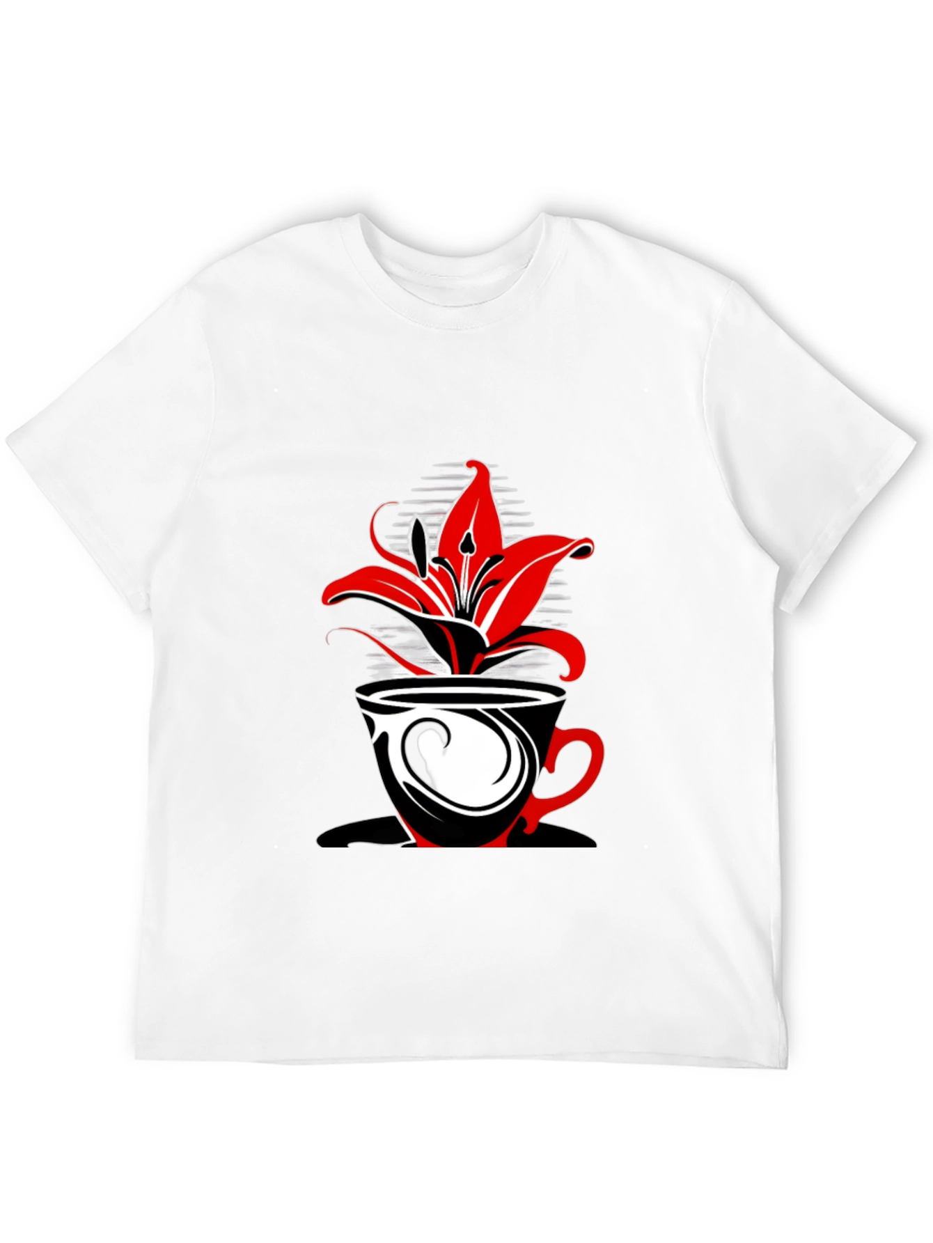 Floral Coffee Cup Graphic Tee - Black