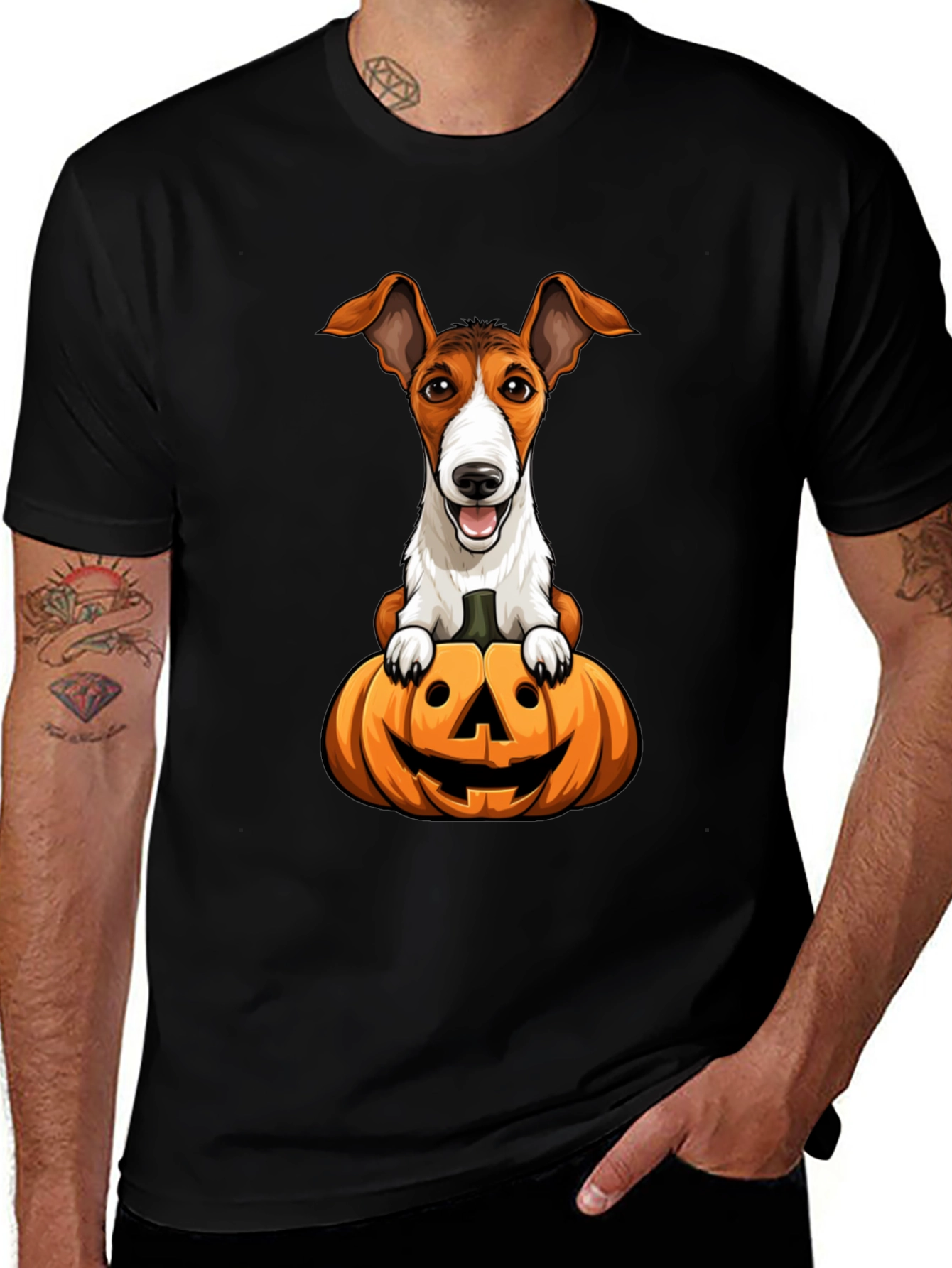Dog on Pumpkin Halloween T-Shirt